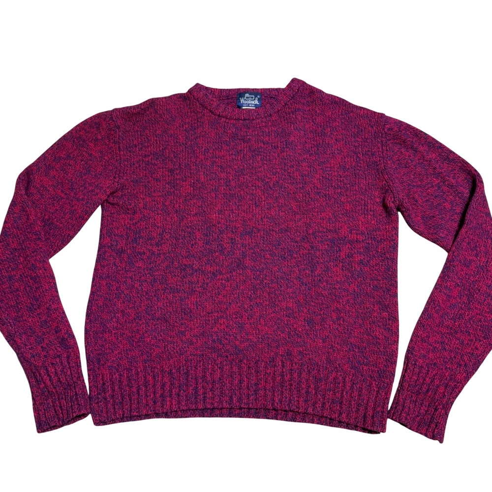 Vintage Woolrich Men M Wool Blend Crew Neck Sweater Heather Red Classic Heavy